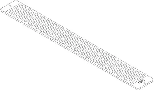 Weißes, langes Aufsteckgitter mit parallelen Schlitzen, das von Bosch stammt, zur Luftzirkulation in Heizkörpern oder ähnlichen Anwendungen geeignet.